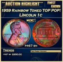 1959 Proof Lincoln Cent Rainbow Toned TOP POP! 1c pr67 bn SEGS