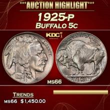 1925-p Buffalo Nickel 5c ms66 SEGS