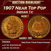 1907 Indian Cent Near Top Pop 1c ms66+ RD SEGS
