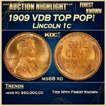 1909 VDB Lincoln Cent TOP POP! 1c ms68 rd SEGS