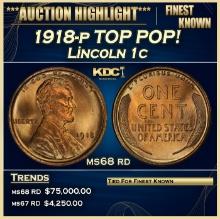 1918-p Lincoln Cent TOP POP! 1c ms68 rd SEGS