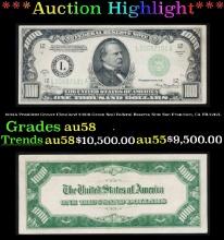 1934A $1000 Green Seal Federal Reserve Note President Grover Cleveland San Francisco, CA Grades Choi