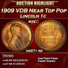 1909 VDB Lincoln Cent Near Top Pop 1c ms67+ rb SEGS