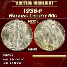 1936-p Walking Liberty Half Dollar 50c ms68 SEGS