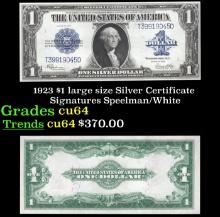 1923 $1 large size Silver Certificate Grades Choice CU Signatures Speelman/White