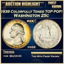 1939 Proof Washington Quarter Colorfully Toned TOP POP! 25c pr68 SEGS