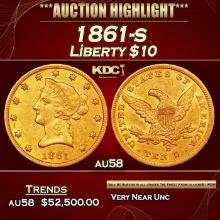1861-s Gold Liberty Eagle $10 au58 SEGS
