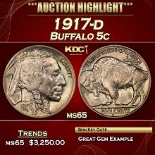 1917-d Buffalo Nickel 5c ms65 SEGS