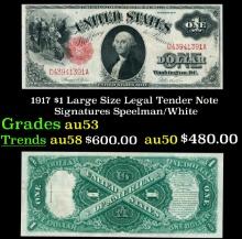 1917 $1 Large Size Legal Tender Note Grades Select AU Signatures Speelman/White