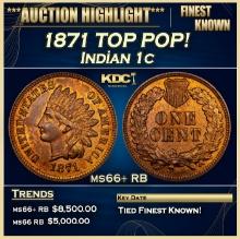 1871 Indian Cent TOP POP! 1c ms66+ RB SEGS