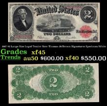 1917 $2 Large Size Legal Tender Note Thomas Jefferson Grades xf+ Signatures Speelman/White