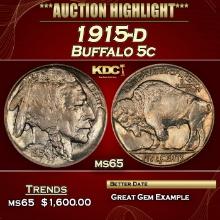 1915-d Buffalo Nickel 5c ms65 SEGS