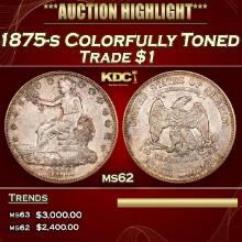 1875-s Trade Dollar Colorfully Toned $1 ms62 USCG