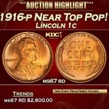 1916-p Lincoln Cent Near Top Pop! 1c ms67 rd SEGS
