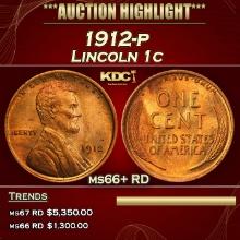 1912-p Lincoln Cent 1c ms66+ RD SEGS
