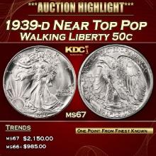1939-d Walking Liberty Half Dollar Near Top Pop 50c ms67 SEGS