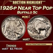 1926-p Buffalo Nickel Near Top Pop 5c ms67 SEGS