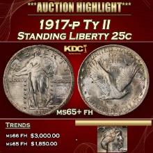 1917-p Ty II Standing Liberty Quarter 25c ms65+ fh SEGS