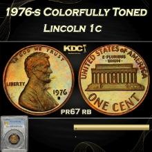 PCGS 1976-s Proof Lincoln Cent Colorfully Toned 1c pr67 rb PCGS