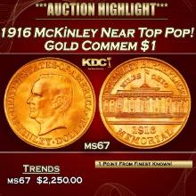 1916 McKinley Gold Commem Dollar Near Top Pop! 1 ms67 SEGS