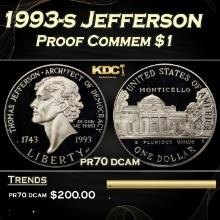 1993-s Jefferson Proof Modern Commem Dollar $1 pr70 dcam SEGS