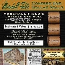 DD- MARSHALL FIELDS 10 Coin UNC Morgan $1 Roll Rare BLACK Lvl
