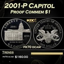 2001-P Capitol Proof Modern Commem Dollar $1 pr70 dcam SEGS