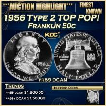 1956 Type 2 Proof Franklin Half Dollar TOP POP! 50c pr69 DCAM SEGS