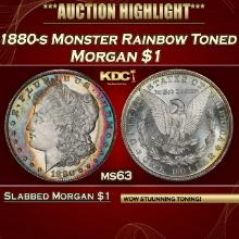 PCGS 1880-s Morgan Dollar Monster Rainbow Toned  $1 ms63 PCGS