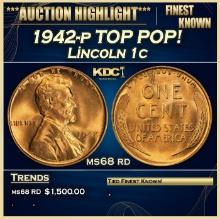 1942-p Lincoln Cent TOP POP! 1c ms68 rd SEGS