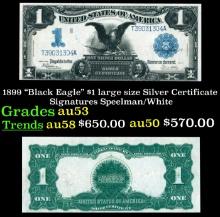 1899 $1 large size Silver Certificate "Black Eagle" Grades Select AU Signatures Speelman/White