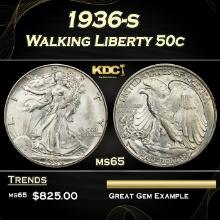 1936-s Walking Liberty Half Dollar 50c Grades ms65
