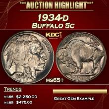 1934-d Buffalo Nickel 5c ms65+ SEGS