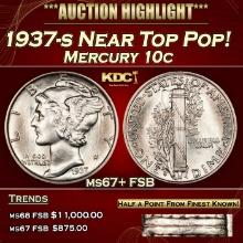 1937-s Mercury Dime Near Top Pop! 10c ms67+ FSB SEGS