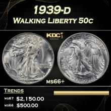 1939-d Walking Liberty Half Dollar 50c ms66+ SEGS