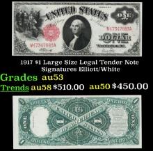 1917 $1 Large Size Legal Tender Note Grades Select AU Signatures Elliott/White
