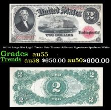 1917 $2 Large Size Legal Tender Note Thomas Jefferson Grades Choice AU Signatures Speelman/White