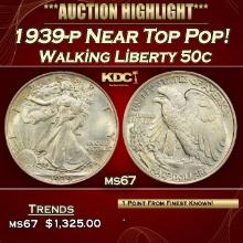 1939-p Walking Liberty Half Dollar Near Top Pop! 50c ms67 SEGS