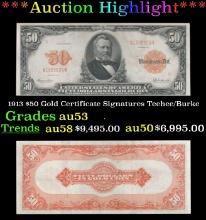 1913 $50 Gold Certificate Grades Select AU Signatures Teehee/Burke