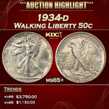1934-d Walking Liberty Half Dollar 50c ms65+ SEGS