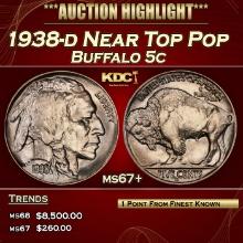 1938-d Buffalo Nickel Near Top Pop 5c ms67+ SEGS
