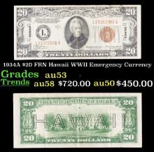1934A $20 FRN Hawaii WWII Emergency Currency Grades au53