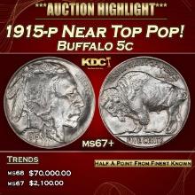 1915-p Buffalo Nickel Near Top Pop! 5c ms67+ SEGS