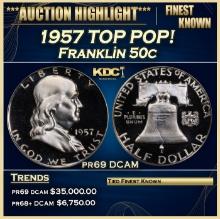 1957 Proof Franklin Half Dollar TOP POP! 50c pr69 DCAM SEGS