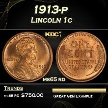 1913-p Lincoln Cent 1c Grades ms65 rd