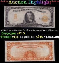 1907 $10 Large Size Gold Certificate Grades xf Signatures Napier/Thompson