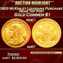 1903 McKinley Louisiana Purchase Gold Commem Dollar Near Top Pop! 1 ms67 SEGS