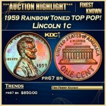 1959 Proof Lincoln Cent Rainbow Toned TOP POP! 1c pr67 bn SEGS