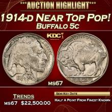 1914-d Buffalo Nickel Near Top Pop! 5c ms67 SEGS