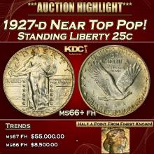 1927-d Standing Liberty Quarter Near Top Pop! 25c ms66+ fh SEGS